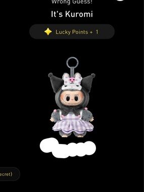 Kuromi Clip-On Plush Keychain — Gray & Purple